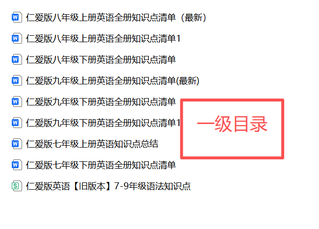仁爱版英语【旧教材】7-9年级【知识清单】